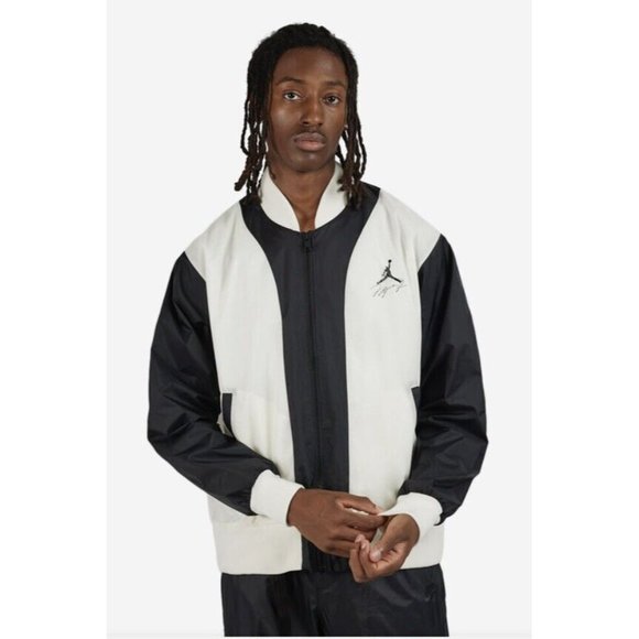 Jordan Flight Jacket Mens Large MVP FB7032-133 Black Off White New Back Spellout - Picture 2 of 13